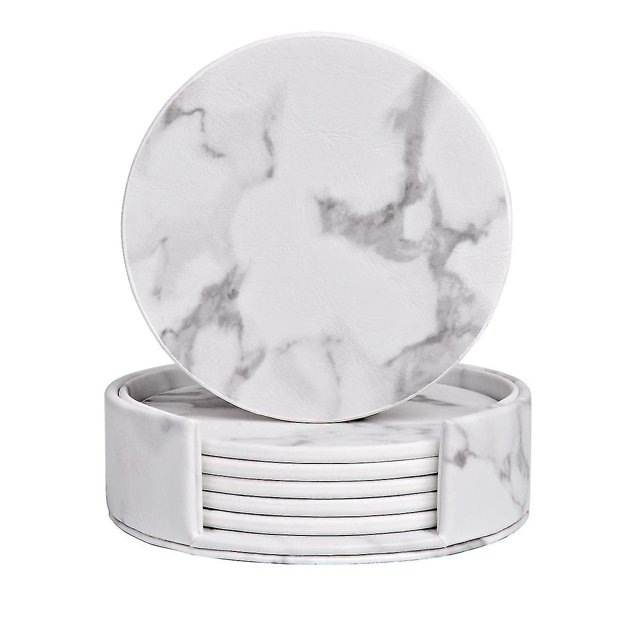 Posavasos para bebidas, posavasos absorbentes estilo mármol blanco, 4,2 pulgadas, juego de 6