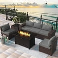 thumbnail image 2 of Gotland Outdoor Patio Furniture Set 7 Pieces Rattan Wicker Sofa with 43.3"Table,Grey, 2 of 8