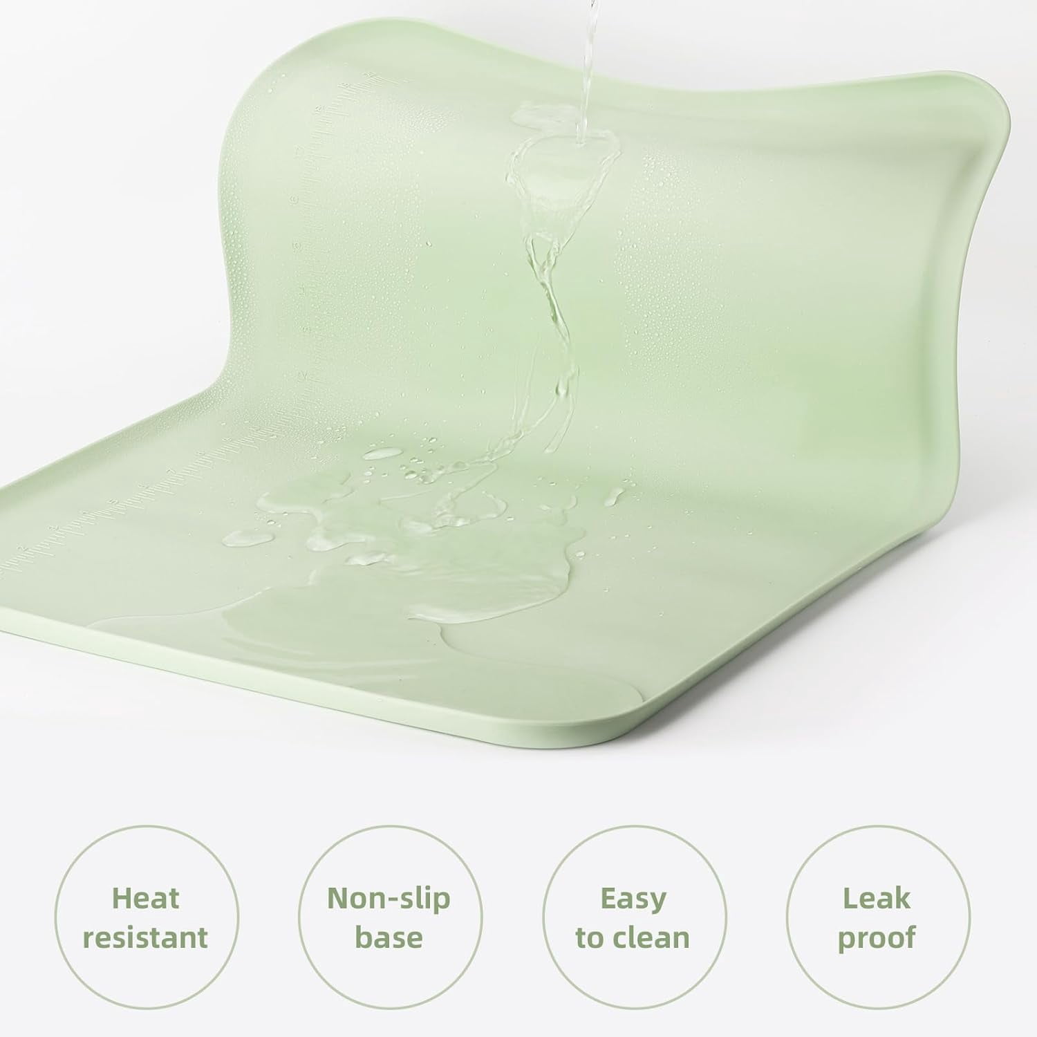 2Pcs Silicone Painting Mat with Raised Edge 24" x 16" Waterproof Non-Slip Silicone Craft Mat for Painting, Clay，Jewelry-Making，Green
