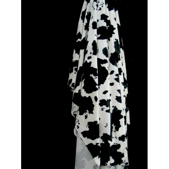 Decorative Silk Inc. cow Velboa Faux Fur Fabric - Sold By The Yard - 58"/ 60" (BLAKC-WHITE)