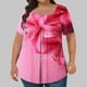 thumbnail image 1 of Puntoco Liquidación de blusas cortas para mujer Blusa holgada de manga corta plisada con cuello grande y estampado para mujer L-5xl, 1 of 5