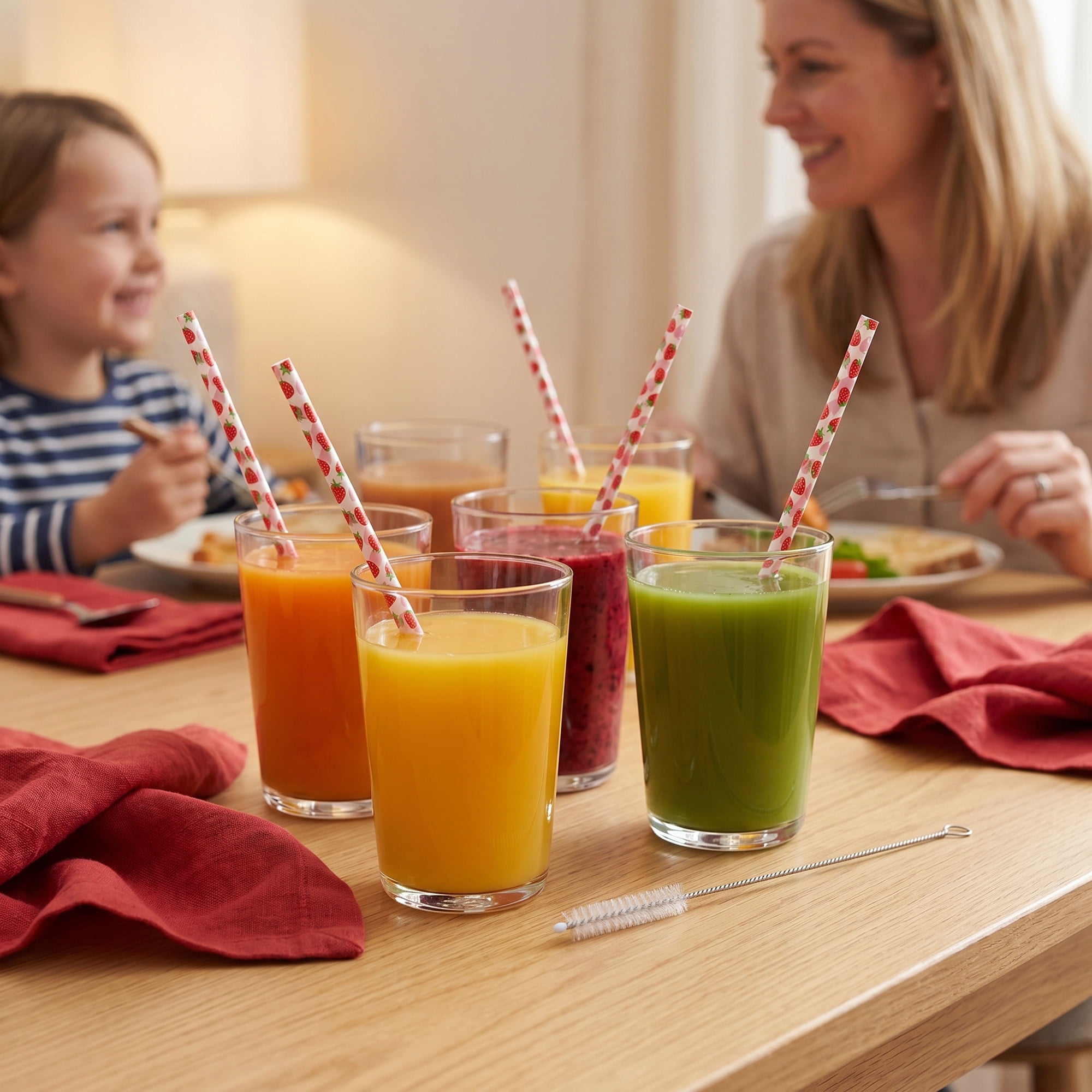 Unique Bargains 12Pcs Reusable Plastic Pattern Dishwasher Safe Straws Color C