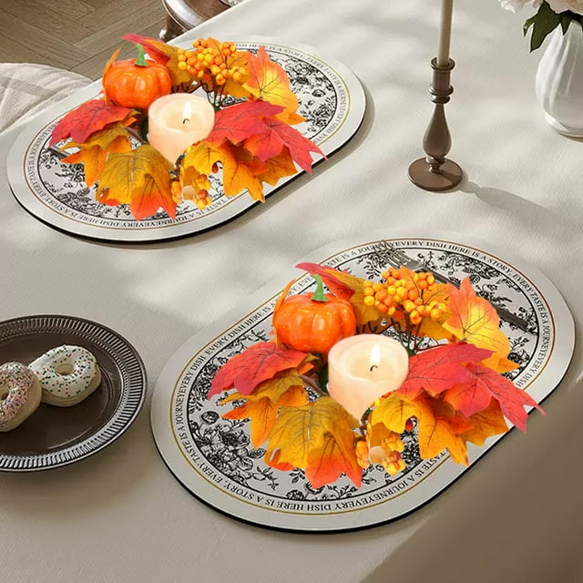 Halloween Table Decorations,Maple Leaf Halloween Festival Pumpkin Berry Table Decoration Candlestick Garland,Halloween Decorations Window,Window Halloween Decorations