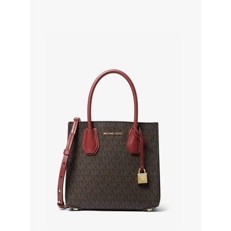 Michael Kors Mercer Logo Accordion Ladies Medium Brandy Leather Tote Bag 30F8GM9M6B-626