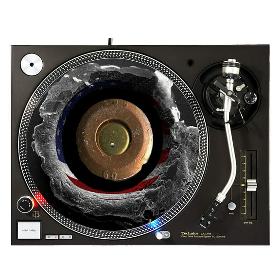 KuzmarK™ 12" DJ Turntable Slipmat - American Flag Bullet Hole