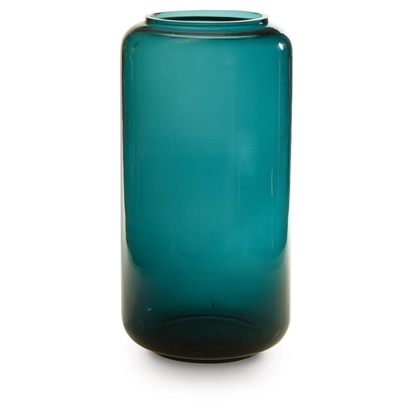 Signature Design by Ashley Inisland 12" Glass Vase, Teal Blue Coastal Decor