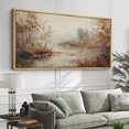 thumbnail image 2 of Large Framed Canvas Print Forest stream in Autumn Wall Art Decorative Ready to Hang Painting for Living room Bedroom - 60"x30" Natural Frame, 2 of 7