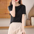 thumbnail image 4 of Summer Plus Size Shirts for Womens Fashion Solid Color Loose And Versatile T-shirt, 4 of 5