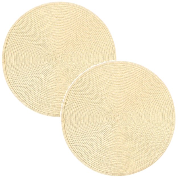 Oleegame 2PC Placemat Woven Spiral Table Placemats 15 Inches Round Set Of 4 Non Slip Dining & Kitchen Table Mats Yellow