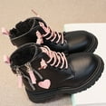 thumbnail image 5 of Children's Winter Leather Lace Up Stylish Color Matching Side Zipper Boots Children's Autumn And Winter Comfortable Shoes Girls Boots Black 4 Years-4.5 Years, 5 of 9