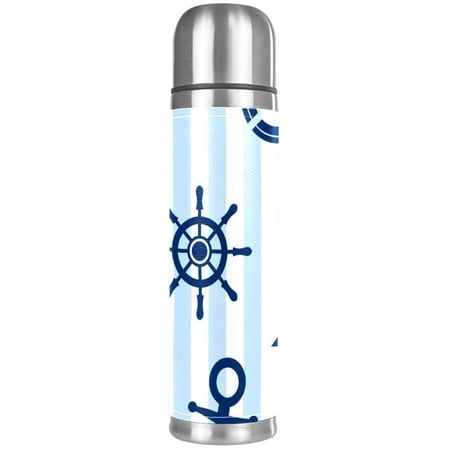 

Anchor Nautrical Rudder Stripes Blue Pattern Premium Insulated Water Bottle - Water Mug with Food-Grade PP Vacuum Insulated Leak-proof BPA-Free
