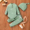 thumbnail image 2 of Mercatoo Baby Spring Fashion Outfits Baby Boy Girl Cotton Outdfit Sets Ribbed Long Sleeve Sun Print Button Kids Baby Girl Outfit, 2 of 7