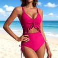 thumbnail image 7 of One-Piece Swimsuit for Women No Wires Push Up High Support Ruffle Trim Cutout Monokini Bathing Suits, 7 of 7