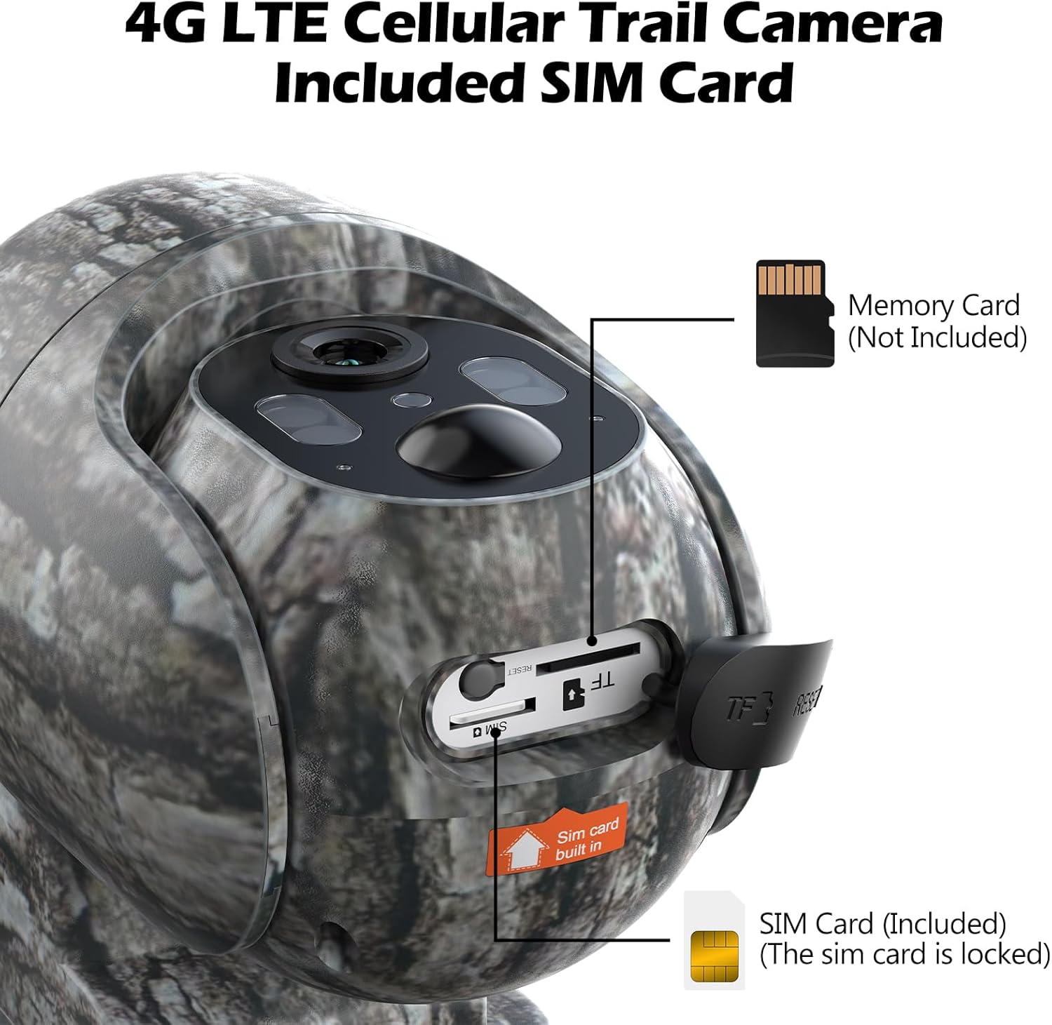 CAMPARK Trail Camera with 4G Cellular Solar, 1080P Hunting Game Camera with Live View and Motion Alerts, 940nm No Glow Night Vision IP66 Waterproof for Wildlife Monitoring