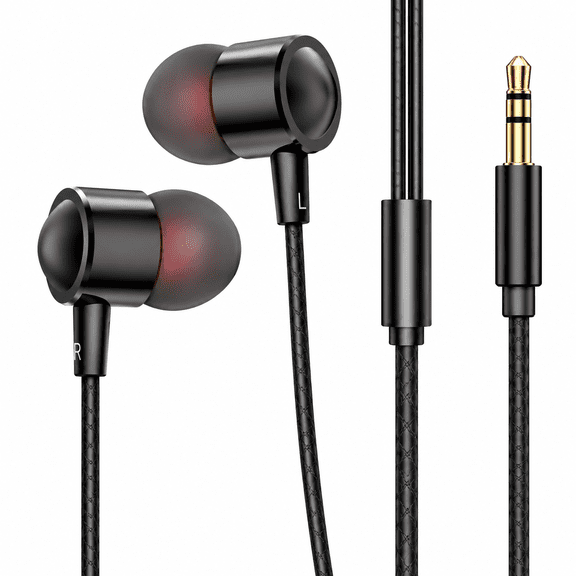VORALYN Long Wired Headphones Earbuds Cord Earphones for Tv Pc (10Ft 3Meter) Extra Cable In-Ear for 3.5Mm Audio Stereo Headset Noise Cancelling Plug in Jack Ear Buds - Black