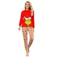 thumbnail image 2 of Onlypjs Greeninch Family Matching Christmas Pajamas – Greeninch in Santa Hat Long Sleeve Tops with Red & White Striped Pants Xmas PJs for Men, Women, Kids, Toddlers & Babies, 2 of 5