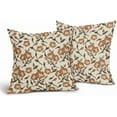 thumbnail image 3 of Vintage Floral Block Print Pillow Covers 18x18 Inch Set of 2 Antique Flower Throw Pillow Covers Neutral Traditional Square Cushion Case Decoration for Couch Home Decor, 3 of 7