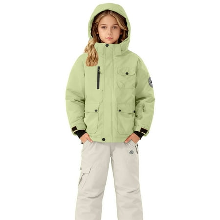 XQYLOS Kids Snowsuit Two Piece Ski Suit Boys Girls 3-14 Years Toddler Waterproof Winter Snow Suits Overalls Pants Set Jacket and Pants