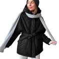 thumbnail image 3 of Vedolay Womens Hooded Parka Coat Cardigan Coat Long Sleeve Open Front Loose Coat Black,M, 3 of 5