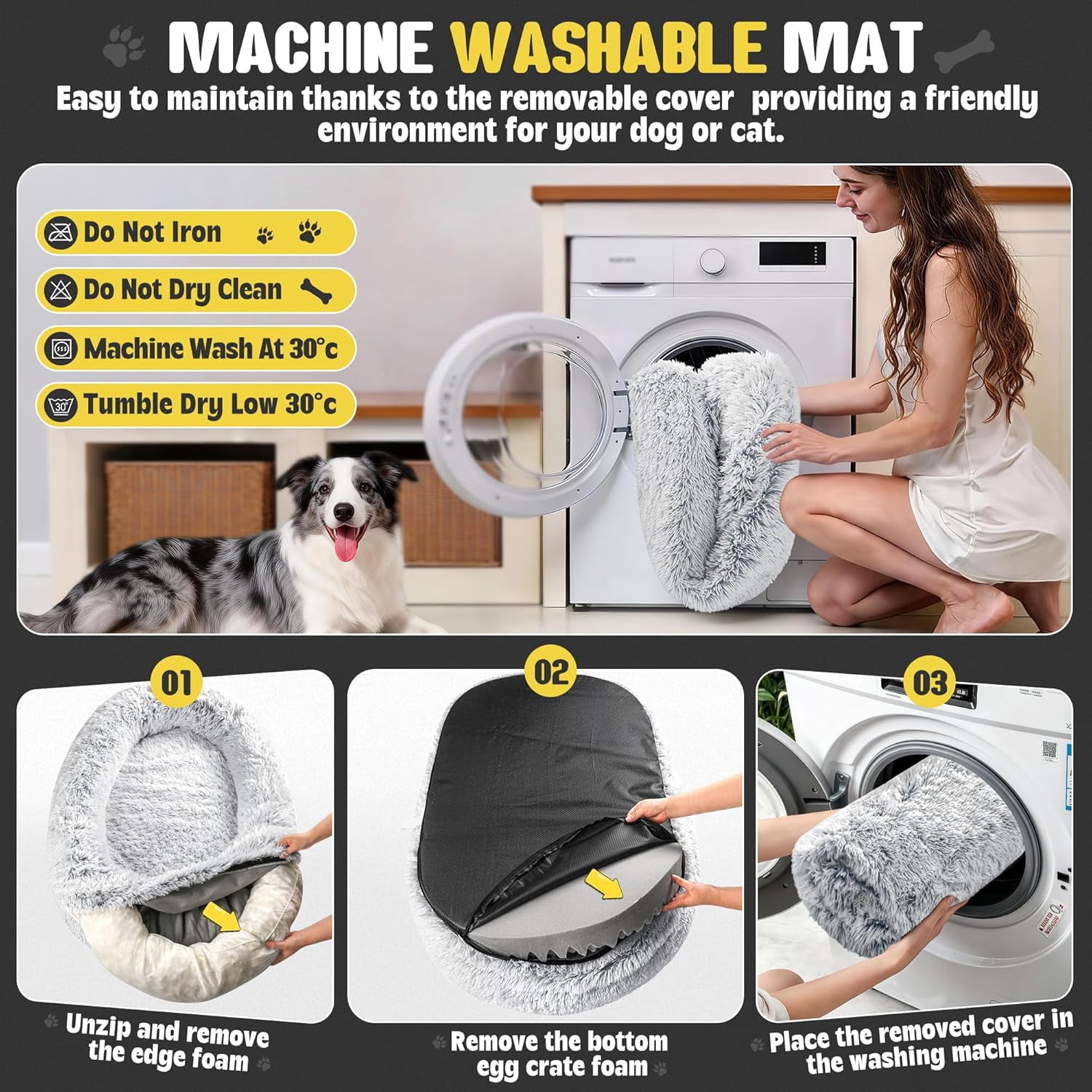 Orthopedic Car Dog Bed for Large Dogs, Waterproof Faux Fur Calming Travel Bed
