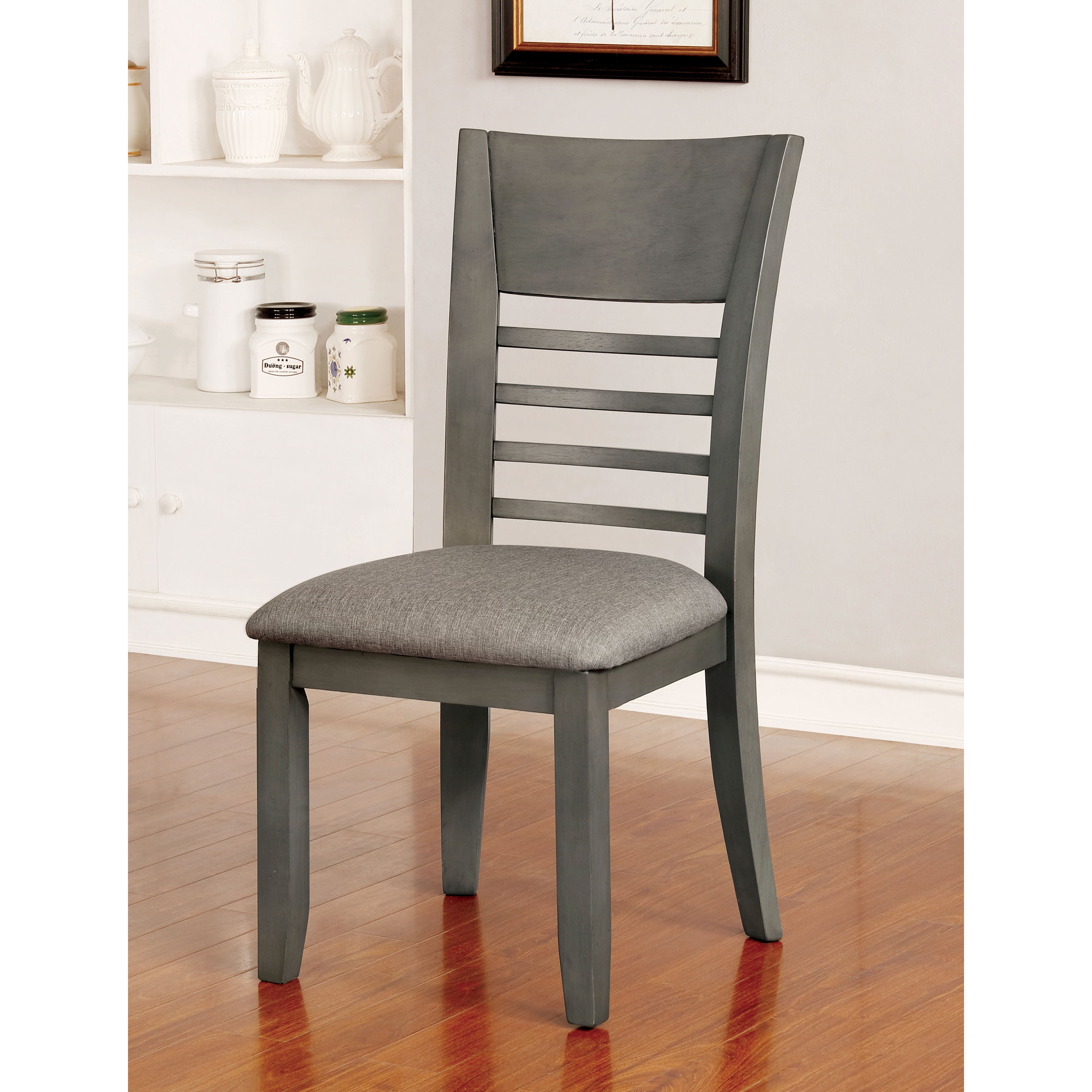 Furniture of America Jenson Padded Dining Chairs Set of 2, Gray