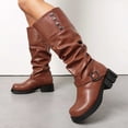 thumbnail image 4 of Mostsola Knee High Boots Women Platform Heel Combat Boots Round Toe Fashion Motorcycle Boots, 4 of 8