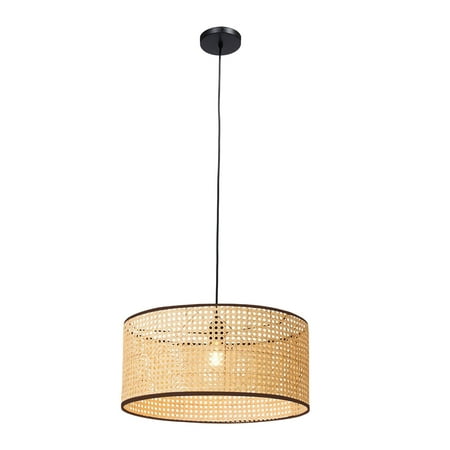 

110V Vintage Bamboo Wicker Rattan Pendant Light Fixture Chandelier 1xE26