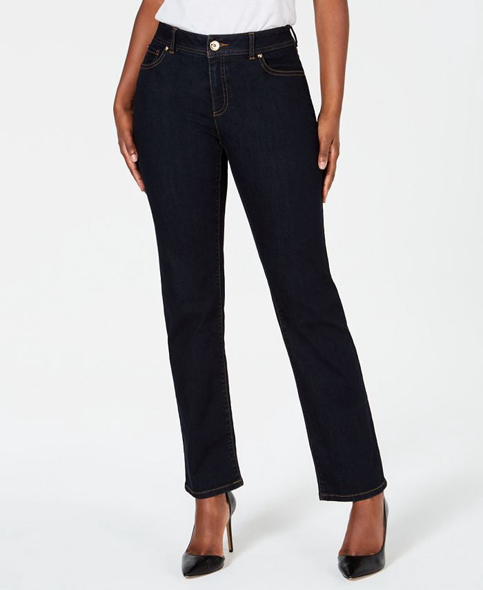 Curvy-Fit Straight-Leg Jeans Black 
