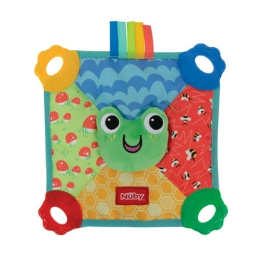 Nuby Teething Blankie and Teether Toy for Babies, Unisex Baby Accessories, Frog Design