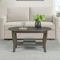 thumbnail image 4 of American Heritage Oval Coffee Table with Shelf in Gray Wood Finish, 4 of 6