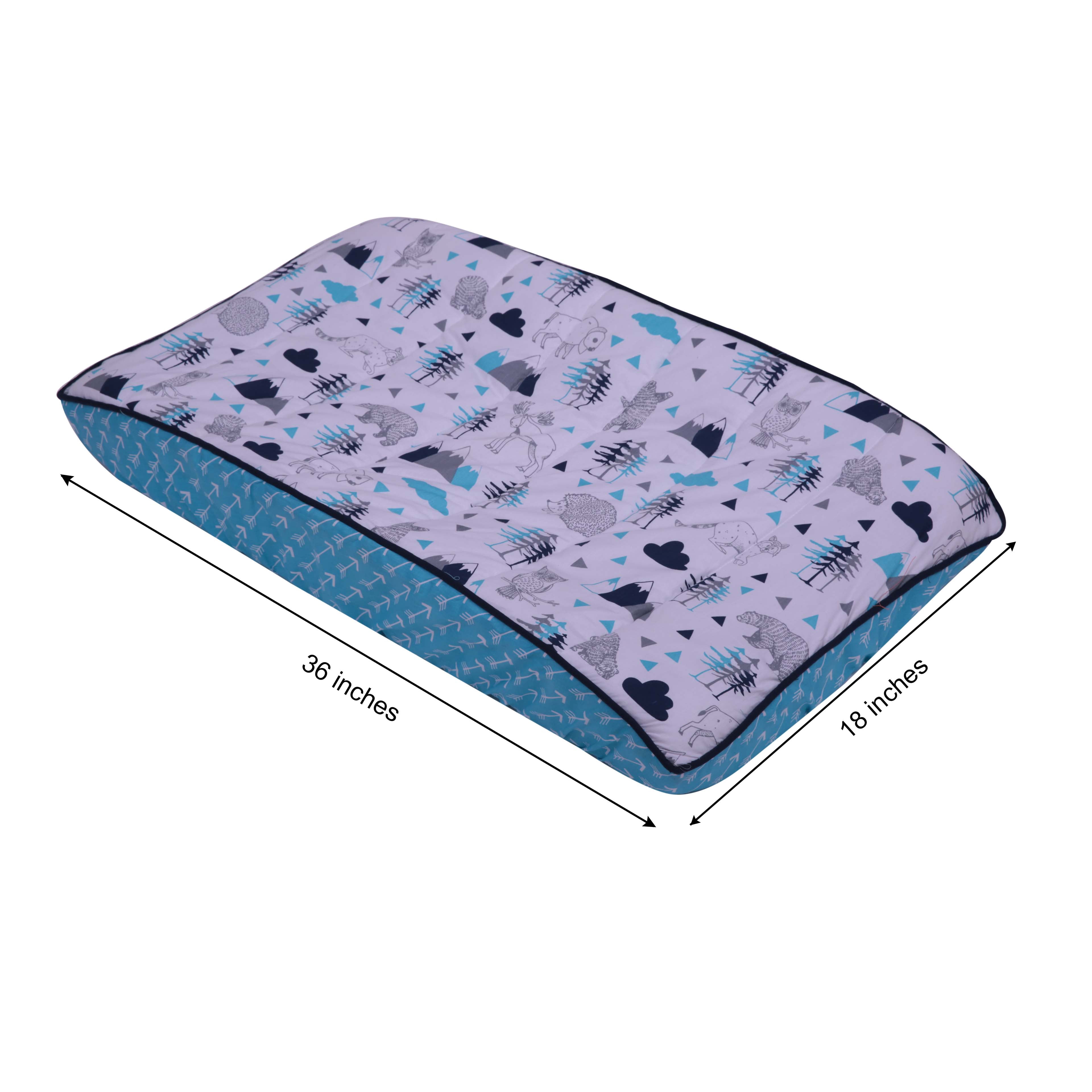 Bacati - Woodlands Aqua/Navy/Grey Boys Cotton Changing Pad Cover