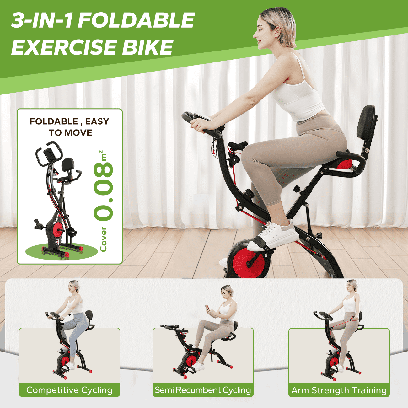Caminadoras Para Hacer Ejercicio HAPBEAR Foldable Exercise Bike
