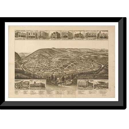 Historic Framed Print, TN Harriman 1892 MAP, 17-7/8" x 21-7/8"