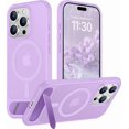thumbnail image 1 of Funda con Soporte Magnético invisible, Delgada Translúcida Mate, para iPhone 15 Pro Max 6.7", Morado Claro, 1 of 7