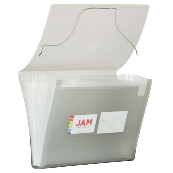 JAM Paper 13 Pocket Expanding File, Grey, 1/Pack, Letter Size, 9 x 13