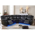 thumbnail image 3 of Comfort Stretch Power Recliner Sofa Sets with LED Lights,Faux Leather Reclining Sectional Couch for Living Room Furniture Sets with USB Port,Storage Console,Cup Holders Black, 3 of 7