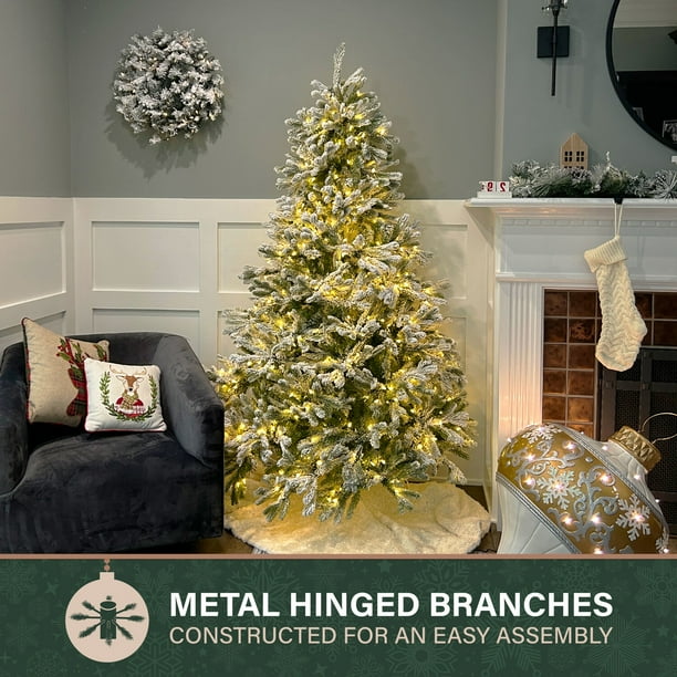 Fraser Hill Farm 6.5-Ft. Flocked Half Christmas Tree with Warm