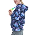 thumbnail image 2 of Lsque Skull blue crystal flower Pattern Casual Women's Hoodie,Hooded Sweatshirt with Kangaroo Pocket,Pullover Hoodie with Eye-catching Drawstrings-Small, 2 of 7