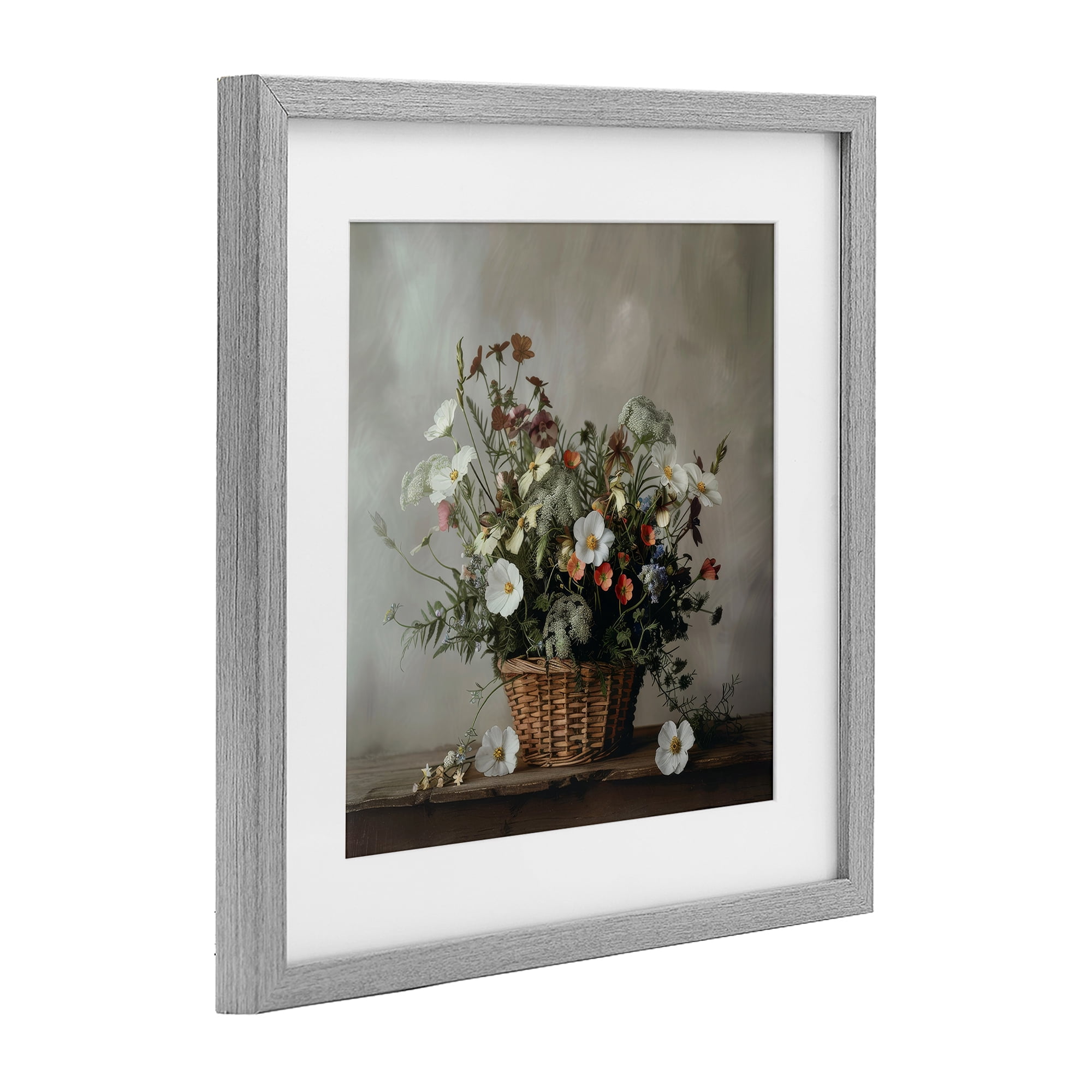 Stupell Industries Flowers In A Basket Arrangement Gray Framed Print Under Glass, design by Lazar Studio