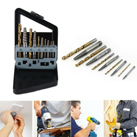 

GoFJ 10Pcs/Set Broken Screw Extractor Portable Sturdy Corrosion Resistant High Speed Steel High Strength Screw Remover for Workshop