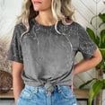 thumbnail image 2 of Mujeres Pantalones Cortos de Manga Corta Impresa Floral Cuello Redondo Superior / Camisa Poliéster, Blusa Casual de Moda para el Uso Diario Del Hogar, 2 of 8