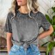 thumbnail image 2 of Mujeres Pantalones Cortos de Manga Corta Impresa Floral Cuello Redondo Superior / Camisa Poliéster, Blusa Casual de Moda para el Uso Diario Del Hogar, 2 of 8