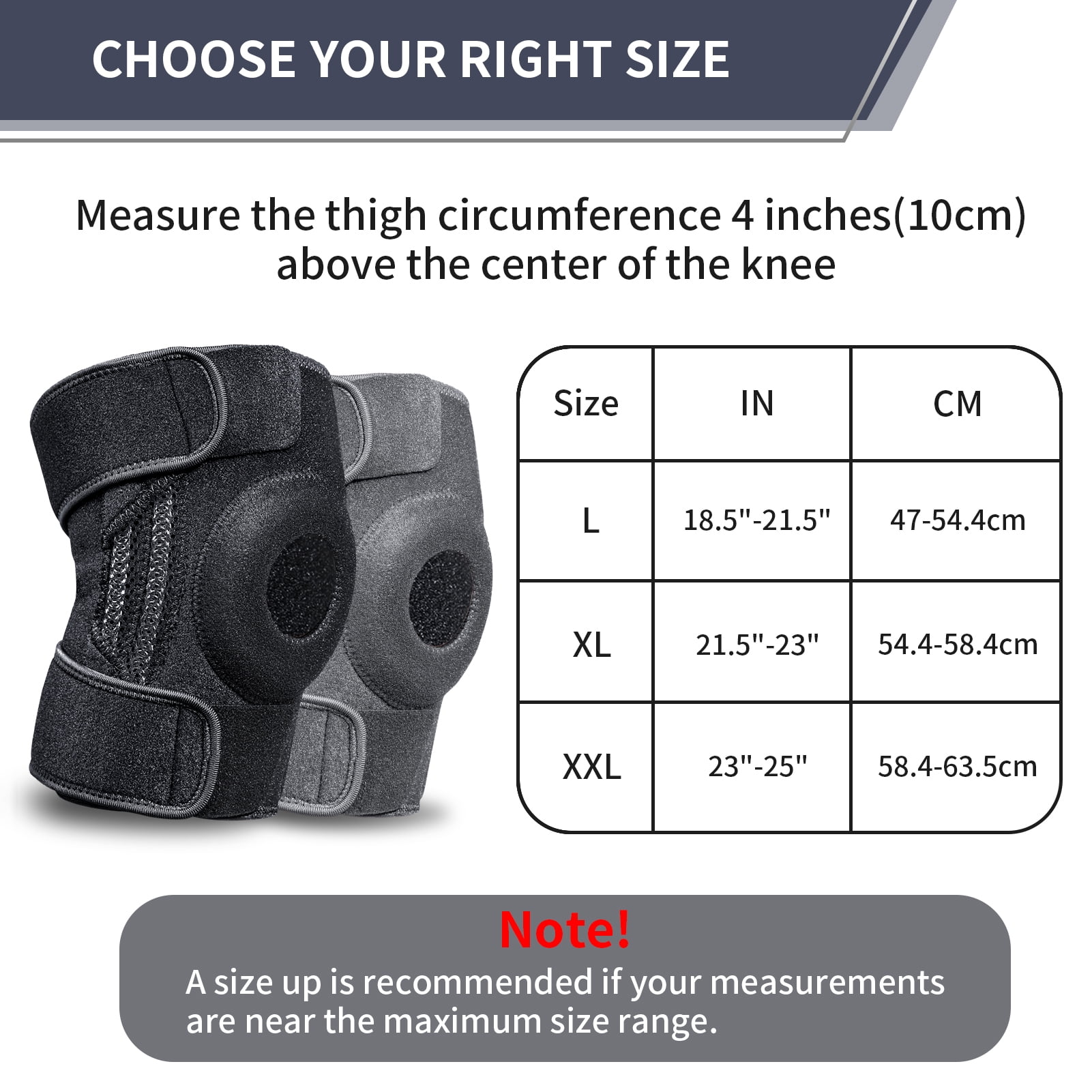 Super Joy Unisex Knee Brace with Side Stabilizers & Patella Gel Pads, Ideal for Pain Relief, Sports Injuries & Post-Surgery Recovery, Black L