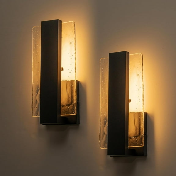 2 Pack Wall Lights, Matte Black Modern Wall Sconce, Aluminum 15W 3000K LED Sconces Wall Lighting, Waterproof Sconce Light Fixture