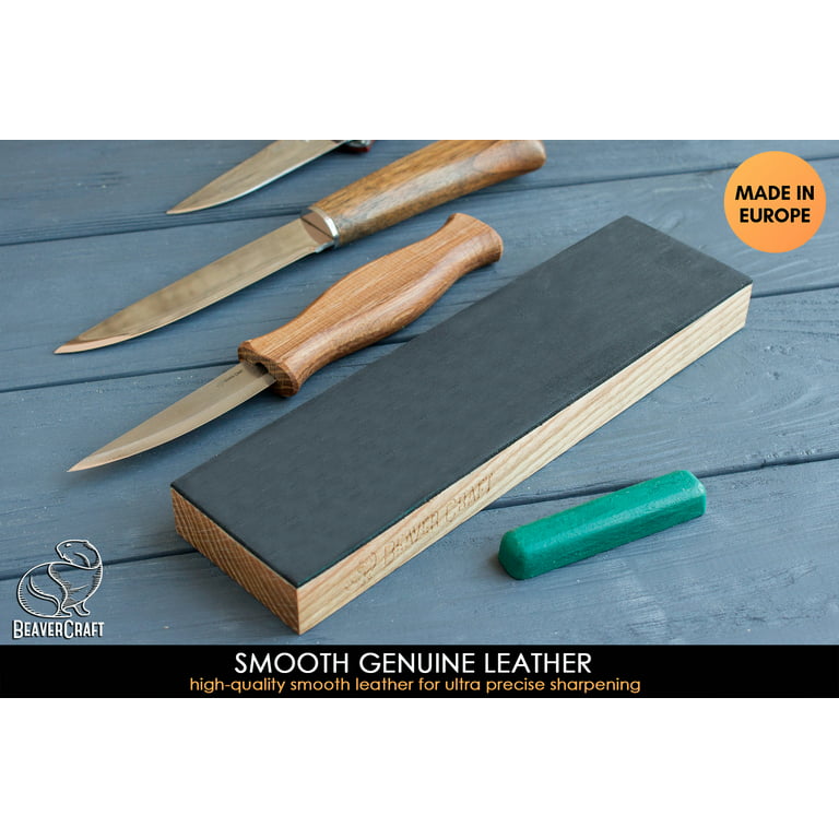 BeaverCraft LSC4P1 Leather Stropping Block Kit Knife Sharpening Kit for  Sharpening Knives 8'' Long Leather Honing Strop Wood Carving Sharpening Strop  Stropping Leather Block with Polishing Compound 