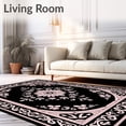thumbnail image 2 of ODIKA 6'x9' Machine Washable Non-Slip Area Rug, Vintage Floral Medallion Needlework Project High Traffic Rug, Black, 628977, 2 of 7