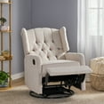 thumbnail image 3 of GDF Studio Houck Contemporary Tufted Wingback Swivel Fabric Recliner, Beige, 3 of 9