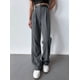 thumbnail image 4 of Pantalones de Traje de Pierna para Mujer, Pantalones Largos Informales de Negocios con Cintura Holgada y Corte Holgado Gris Oscuro L, 4 of 8