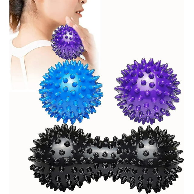 2024 New 3 Massage Balls - Hedgehog Ball With Nubs Perfect For Stress, Reflexology, And Trigger Point Massages, For Back, Legs, Feet & Hands Muscle