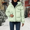 thumbnail image 4 of Breezora Women Mid Length Hooded Puffer Jacket Casual Loose Fit Warm Winter Coat Street Style XXL Size Light Green, 4 of 5